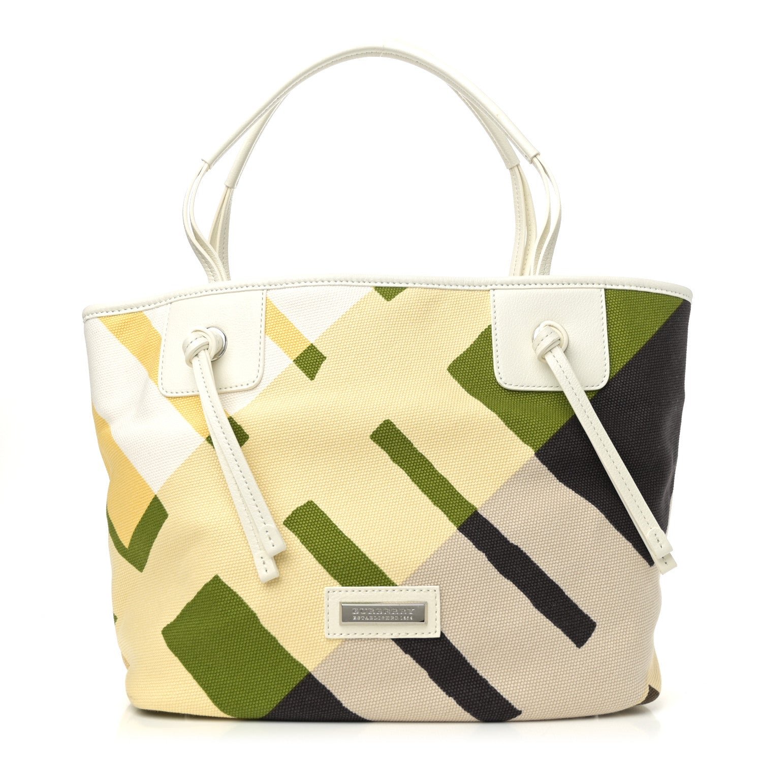Burberry Canvas Mega Check Seaton Tote Bright Fern