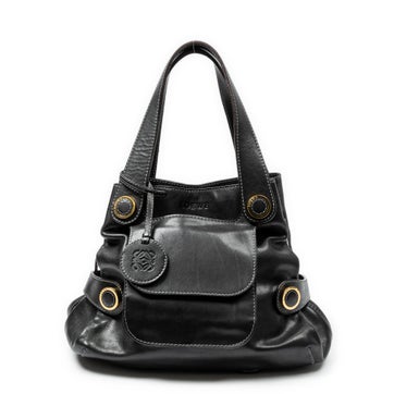 Leather Pockets Top Handle Tote