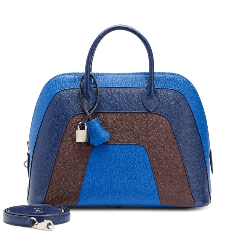 Limited Edition Bleu Frida, Bleu Saphir and Rouge Sellier Epsom Rainbow Bolide 30 Palladium Hardware, 2022