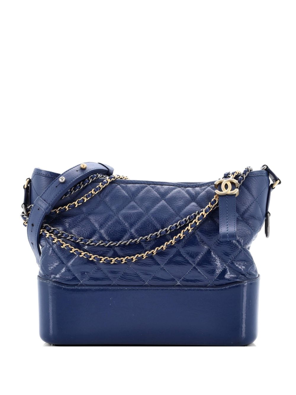 Gabrielle Quilted Goatskin and Patent Medium hobo bag