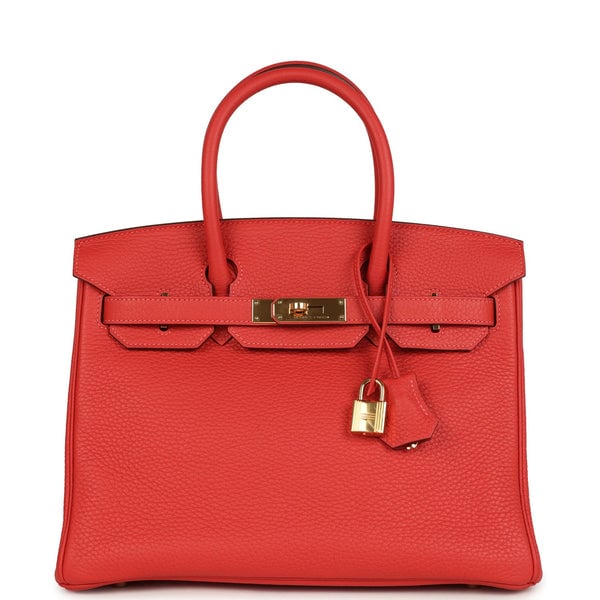 Hermes Pre-owned Hermes Birkin 30 Rouge Pivoine Clemence Gold Hardware