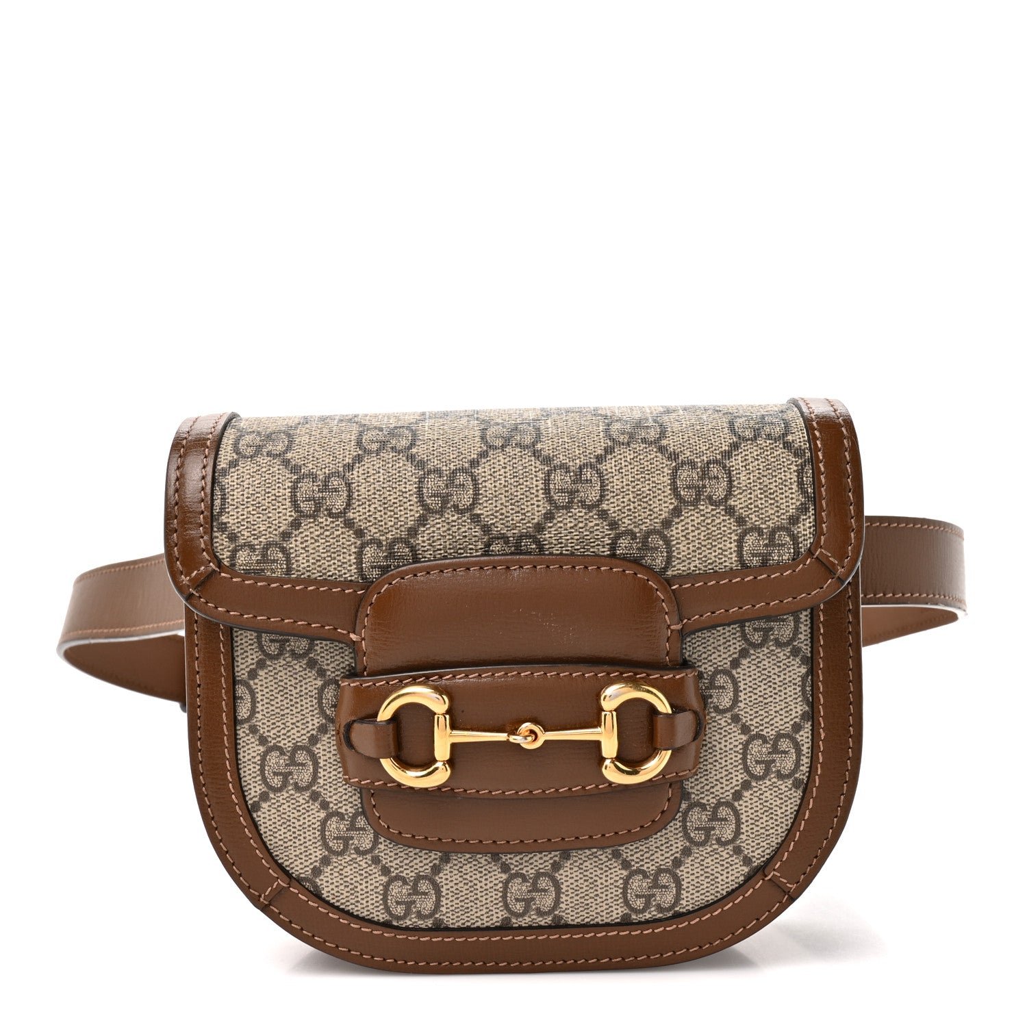 Gucci GG Supreme Monogram Horsebit 1955 Belt Bag Beige Brown Sugar