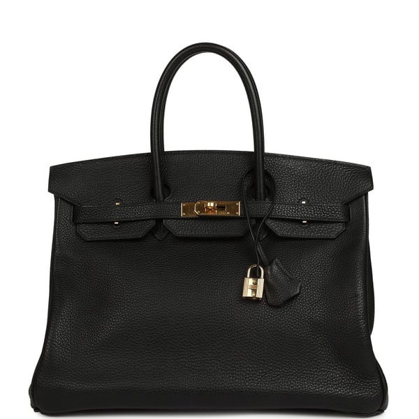 Hermes Vintage Hermes Birkin 35 Black Togo Gold Hardware