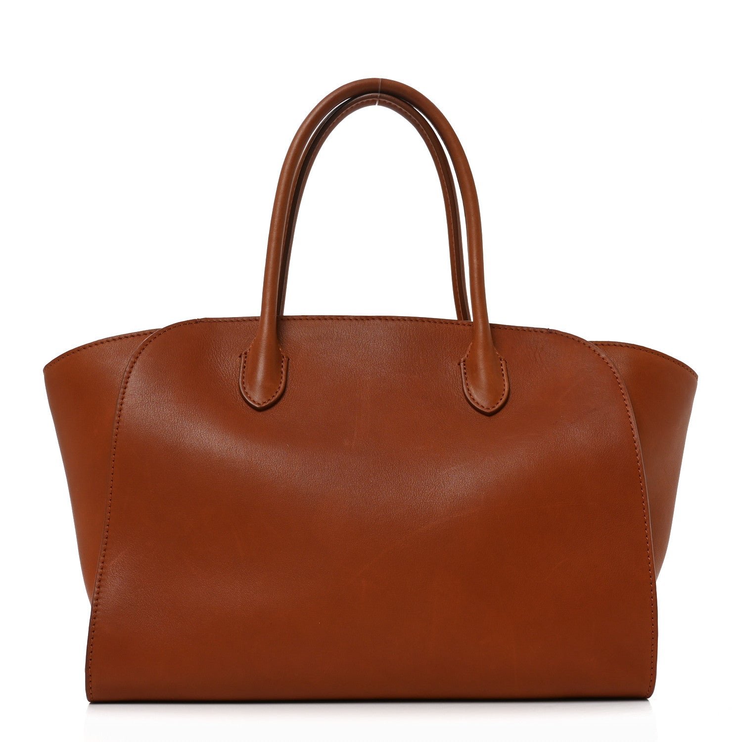 The Row Polished Saddle Calfskin Marlo 12 Tote Bag Acero