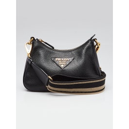 Prada Black Vitello Daino Soft Leather Crossbody Bag
