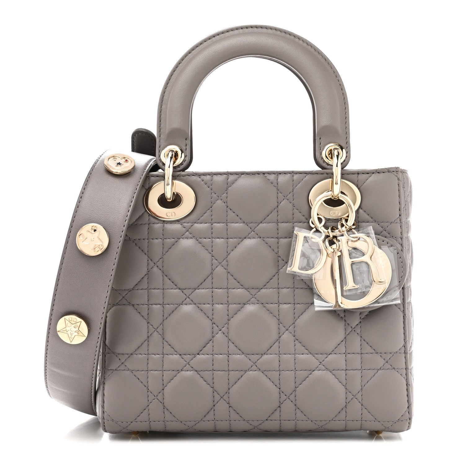 Christian Dior Lambskin Cannage Small Lucky Badges My Lady Dior Grey