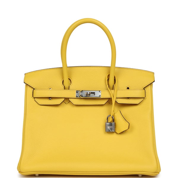 Hermes Pre-owned Hermes Birkin 30 Jaune de Naples Novillo Palladium Hardware