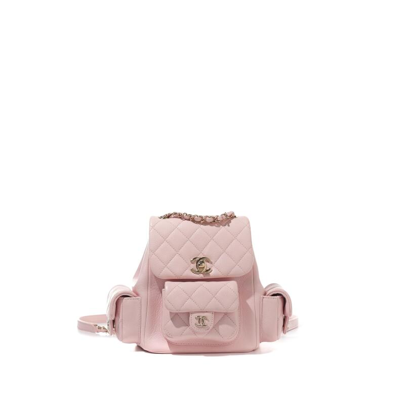 Pink Quilted Caviar Duma Backpack Pale Gold Hardware