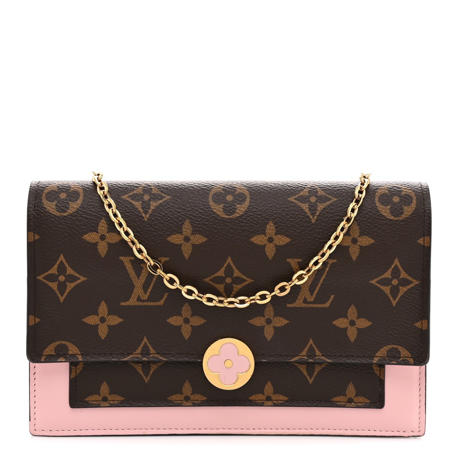 Louis Vuitton Monogram Flore Chain Wallet Rose Ballerine