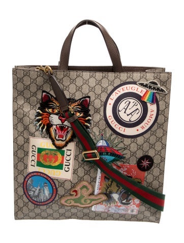 GG Supreme GG Coated Canvas Embroidered Courrier Soft Tote Bag