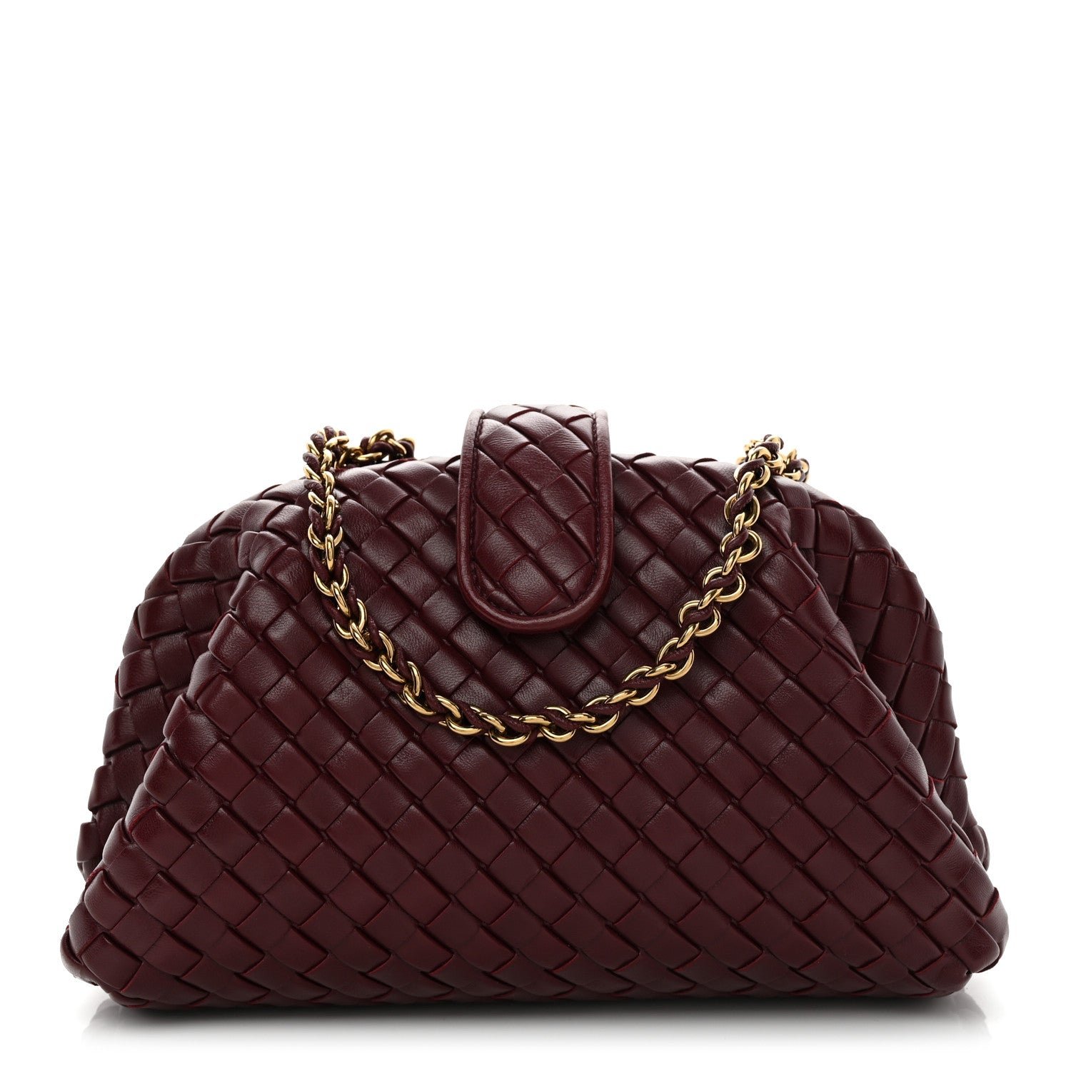 Bottega Veneta Nappa Intrecciato Small The Lauren 1980 Clutch With Chain Barolo
