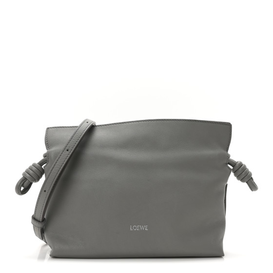Loewe Calfskin Mini Flamenco Knot Clutch Pearl Grey