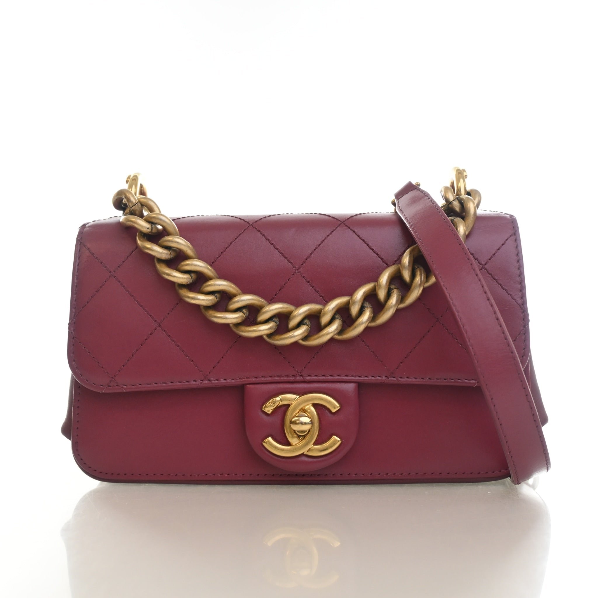 Chanel Small Glazed Calfskin Straight Lined Flap Bag