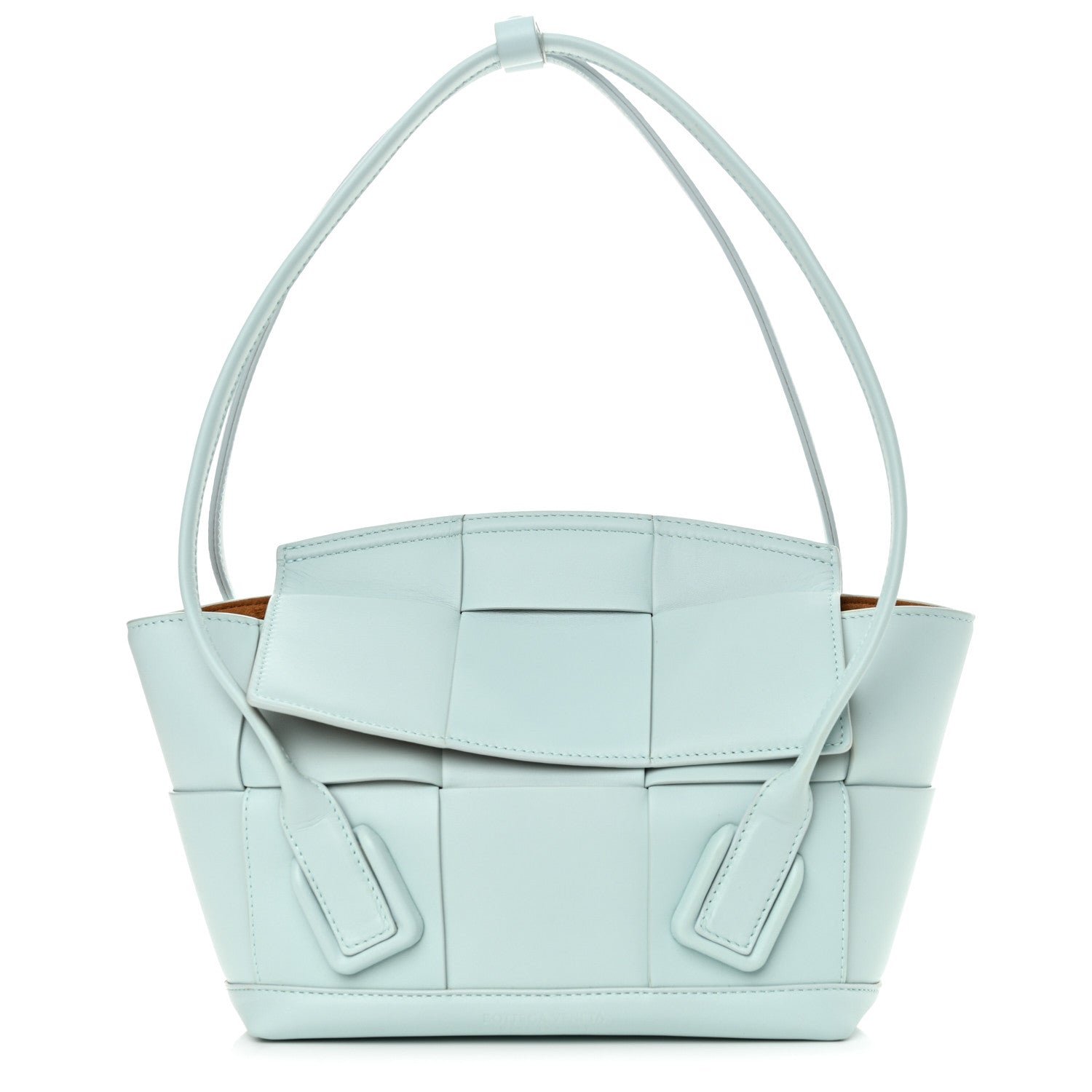 Bottega Veneta French Calfskin Maxi Intrecciato Small Arco Pale Blue