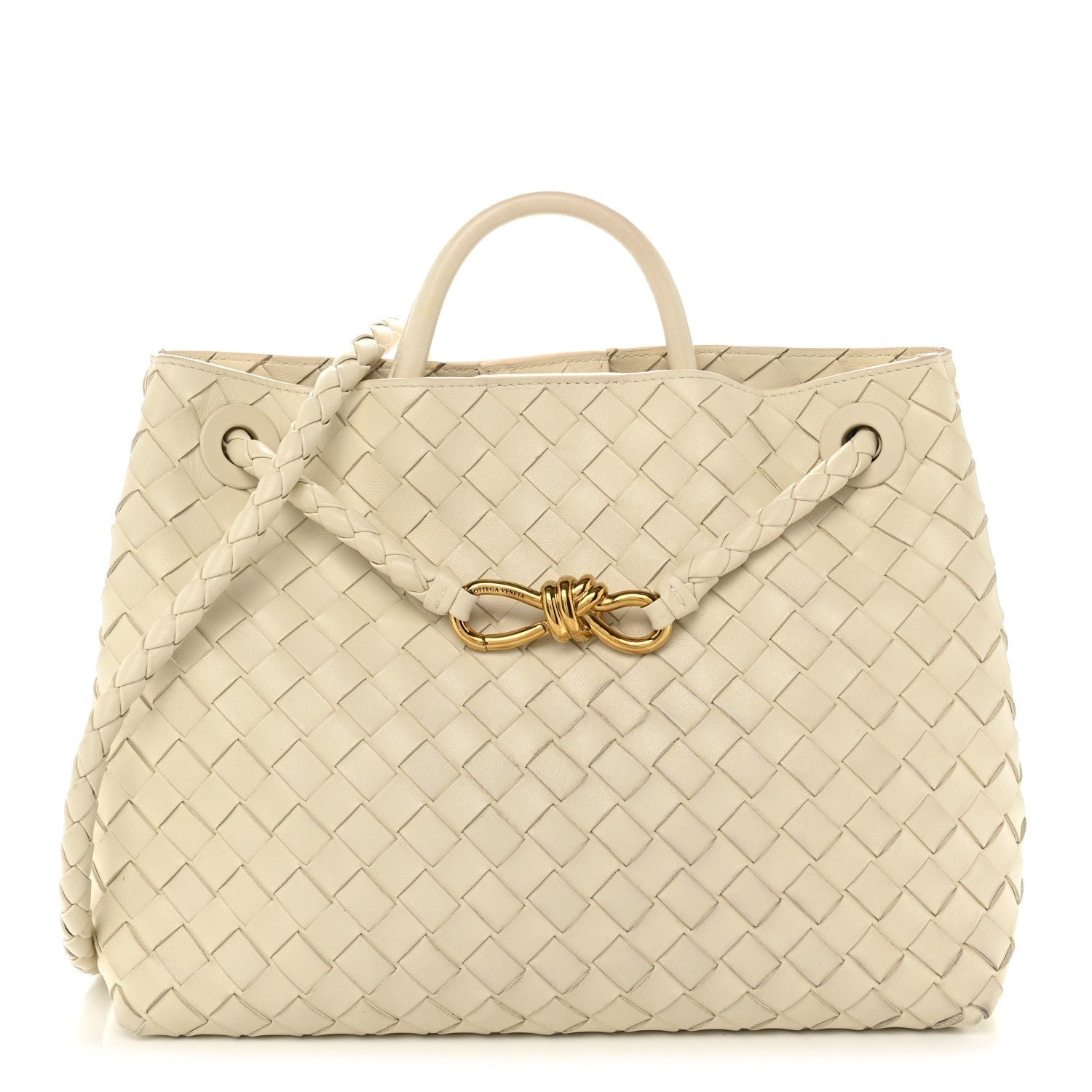 Bottega Veneta Nappa Intrecciato Medium Andiamo Shoulder Bag Sea Salt
