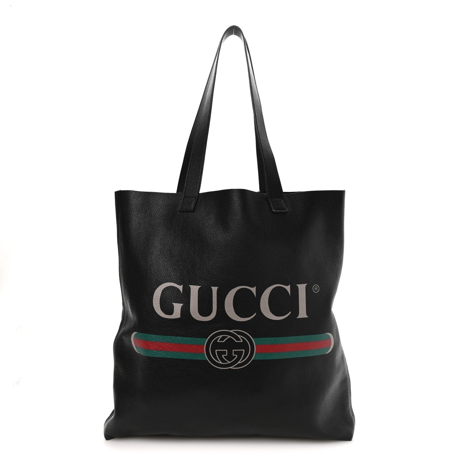 Gucci Calfskin Mens Logo Vertical Shopping Tote Black