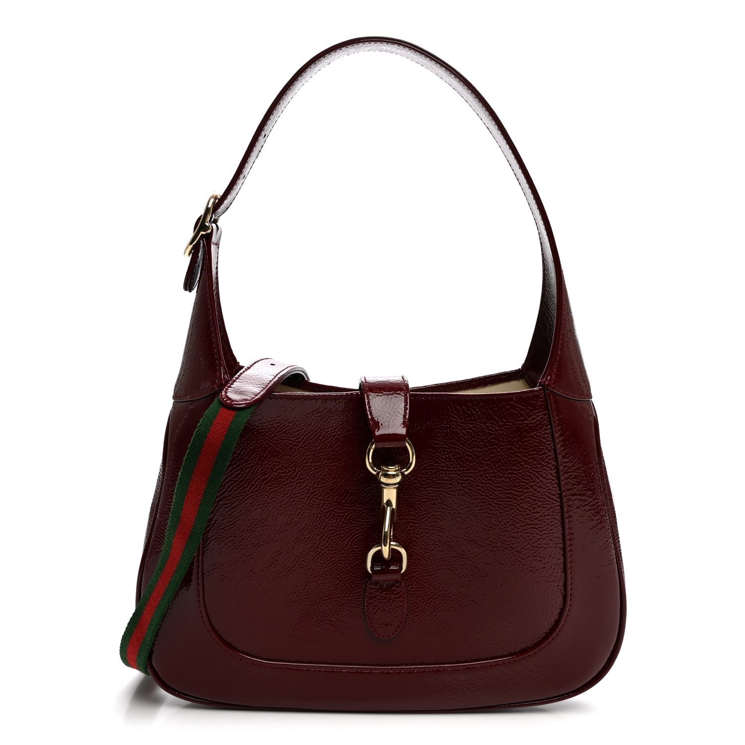 Gucci Patent Calfskin Small Jackie Shoulder Bag Rosso