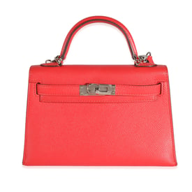 Hermes Hermès Rouge Tomate Epsom Mini Kelly II 20 PHW