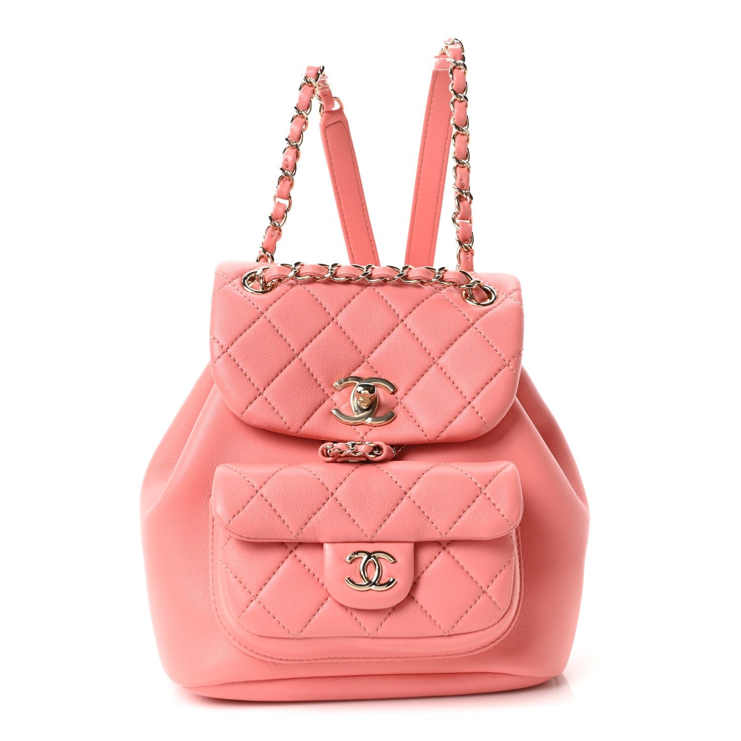 Chanel Lambskin Quilted Small Duma Drawstring Backpack Pink