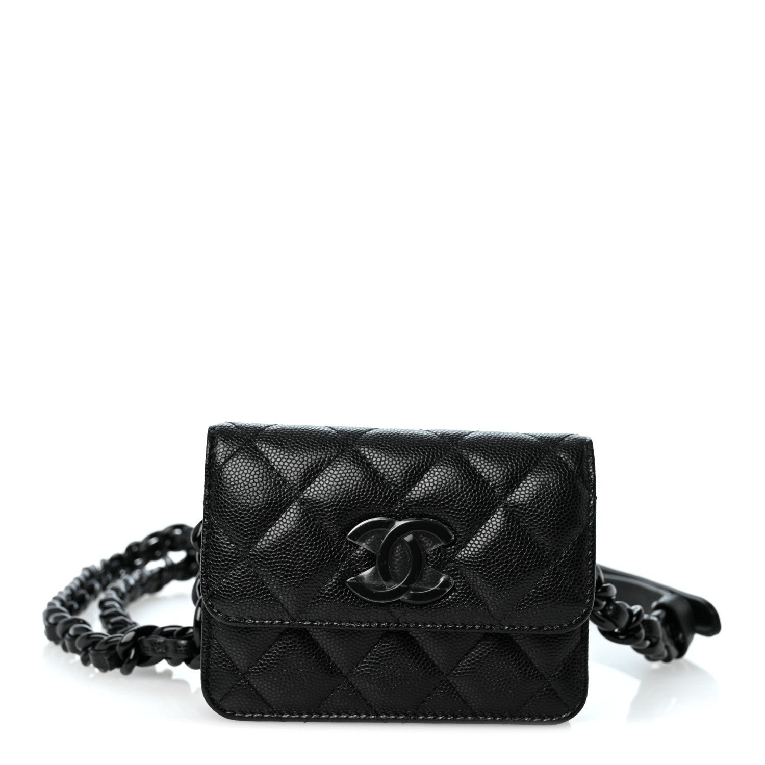 Chanel Caviar Quilted My Everything Belt Flap Card Holder Black