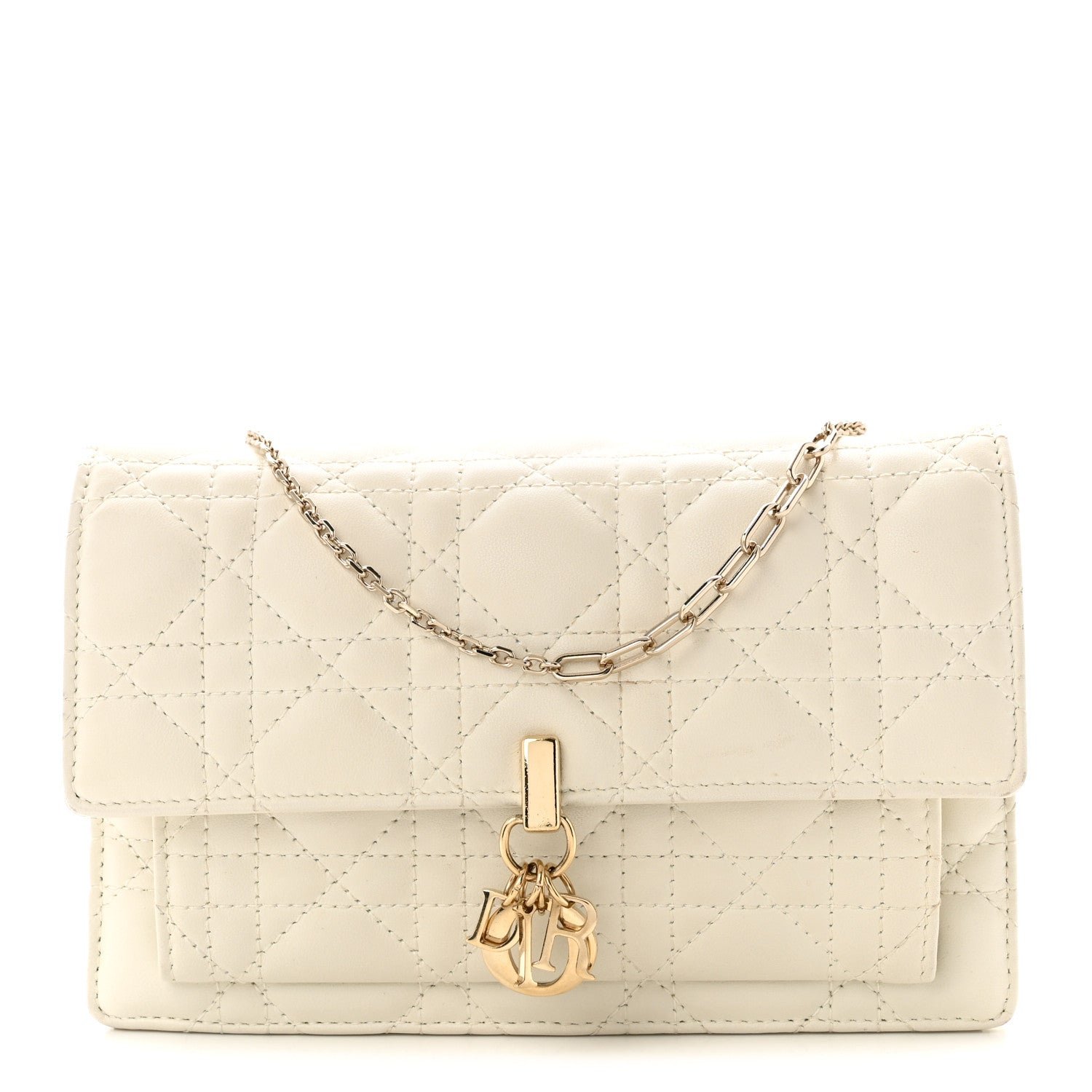 Christian Dior Lambskin Cannage Chain My Dior Daily Chain Pouch Latte