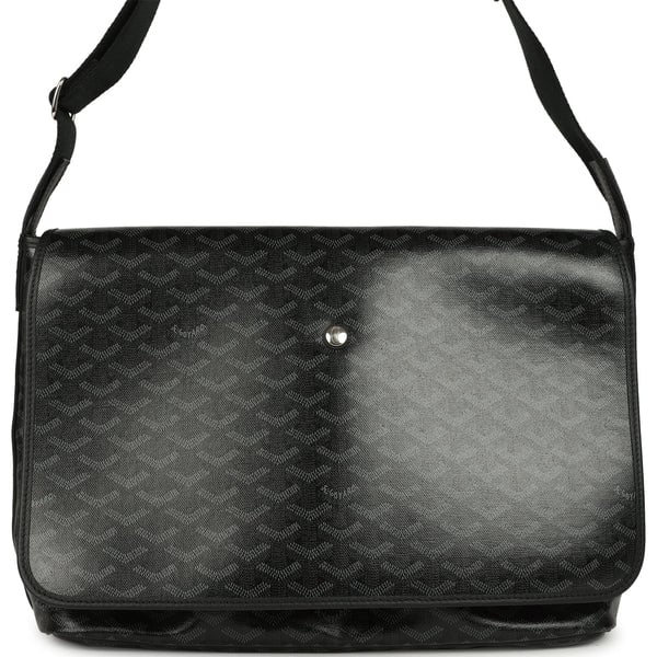 Goyard Goyard Goyardine Canvas Black Capetien MM Messenger Bag Palladium Hardware