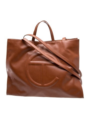 Vegan Leather Tan Shopping Bag Large