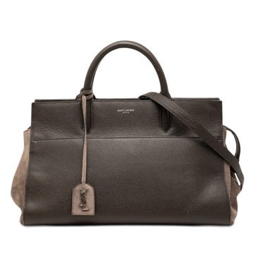 Calf Leather Small Leather and Suede Rive Gauche Cabas Tote