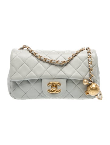 Rectangular Mini Pearl Crush Flap Bag