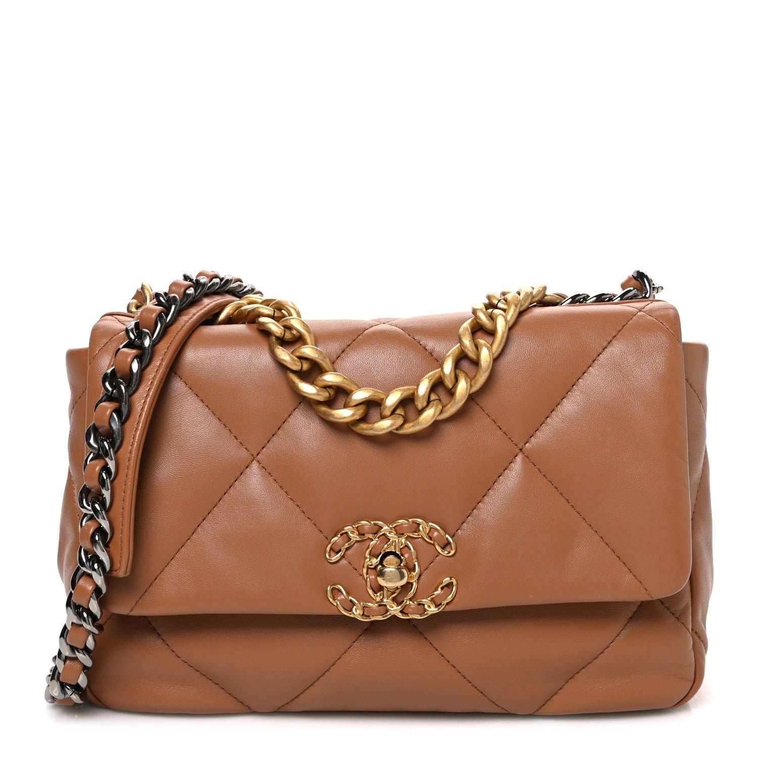 Chanel Lambskin Quilted Medium Chanel 19 Flap Brown