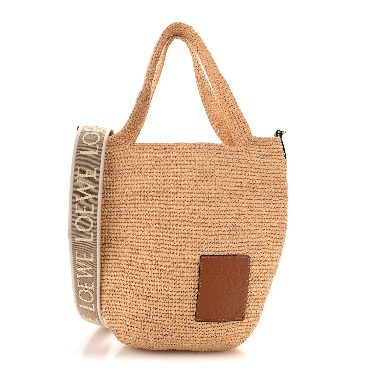 Loewe Raffia Mini Slit Tote Bag Natural Tan