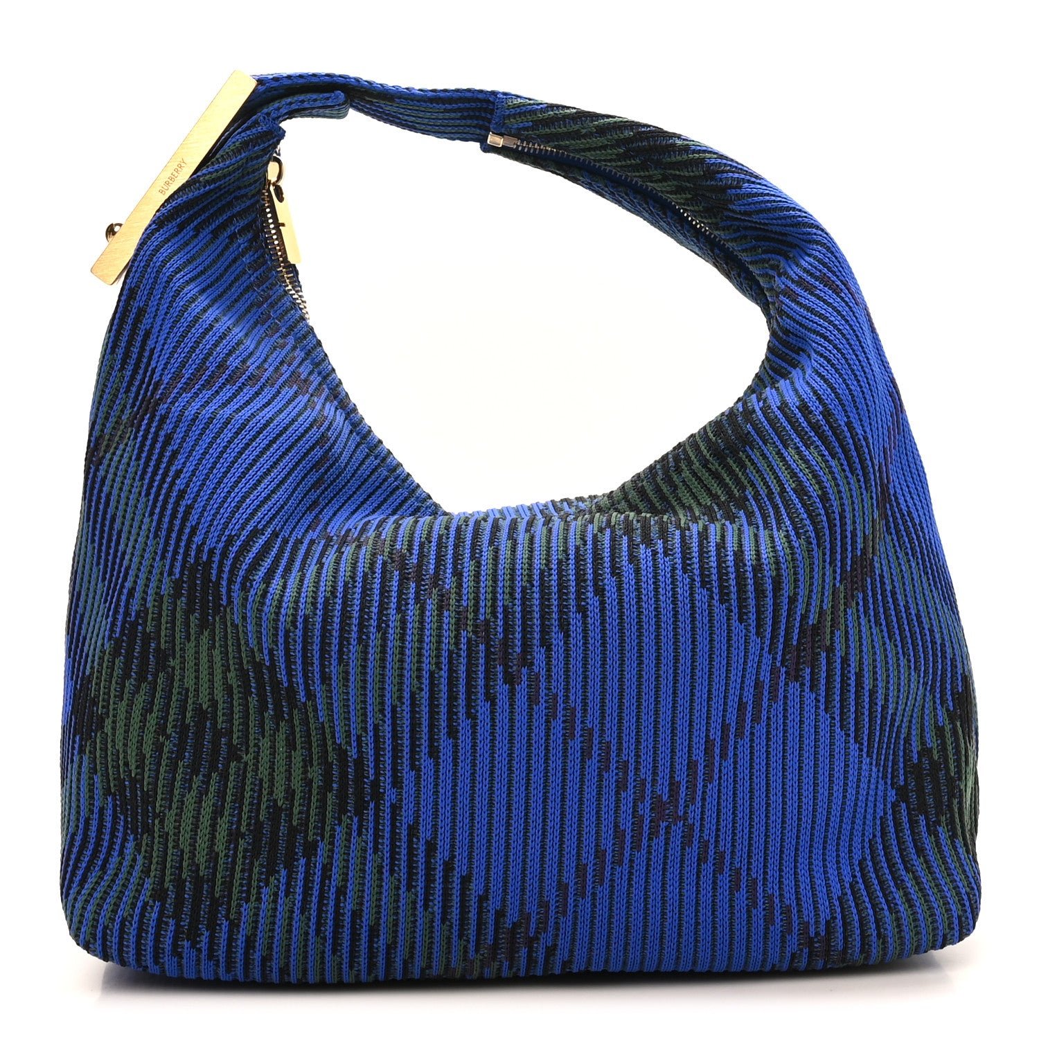 Burberry Burberry Canvas Knitted Check Peg Medium Duffle Bag Knight