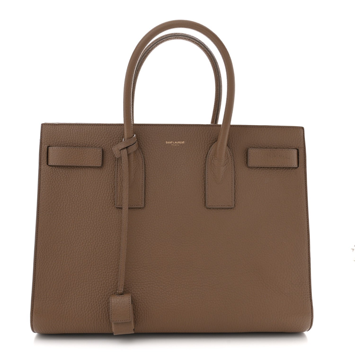Saint Laurent Grained Calfskin Large Sac de Jour Carryall Taupe