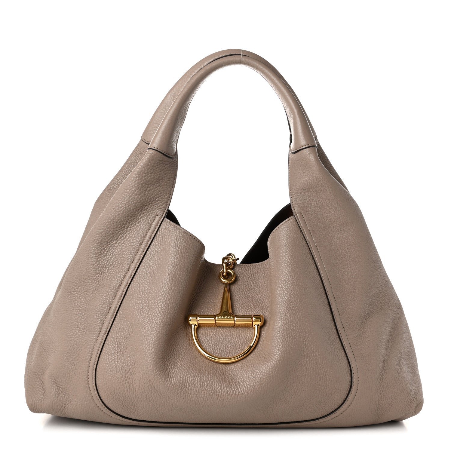 Gucci Grained Calfskin Softbit Maxi Shoulder Bag Taupe