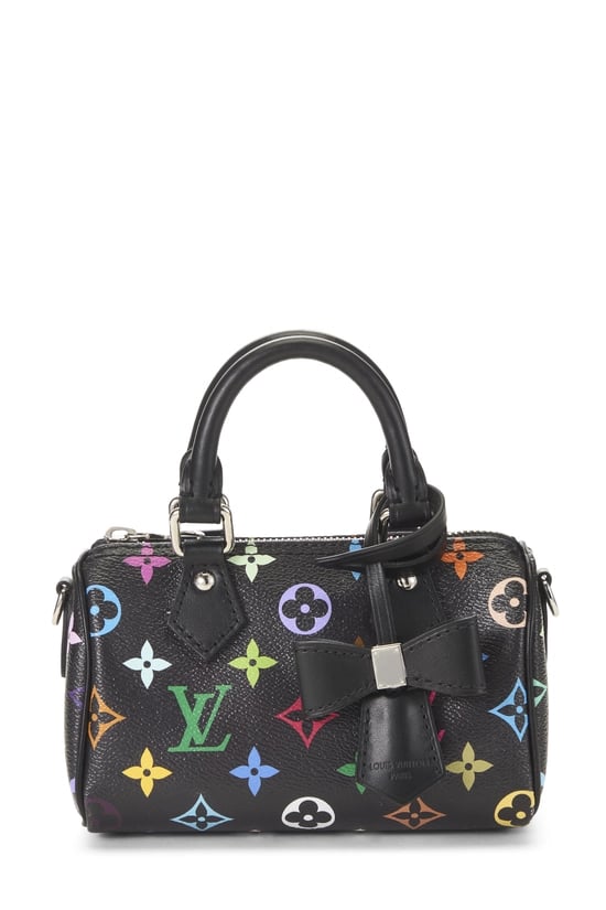 Takashi Murakami x Louis Vuitton Black Monogram Multicolore Speedy Bandouliere Nano