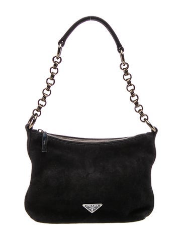 Prada Tessuto Nylon Suede Shoulder Bag