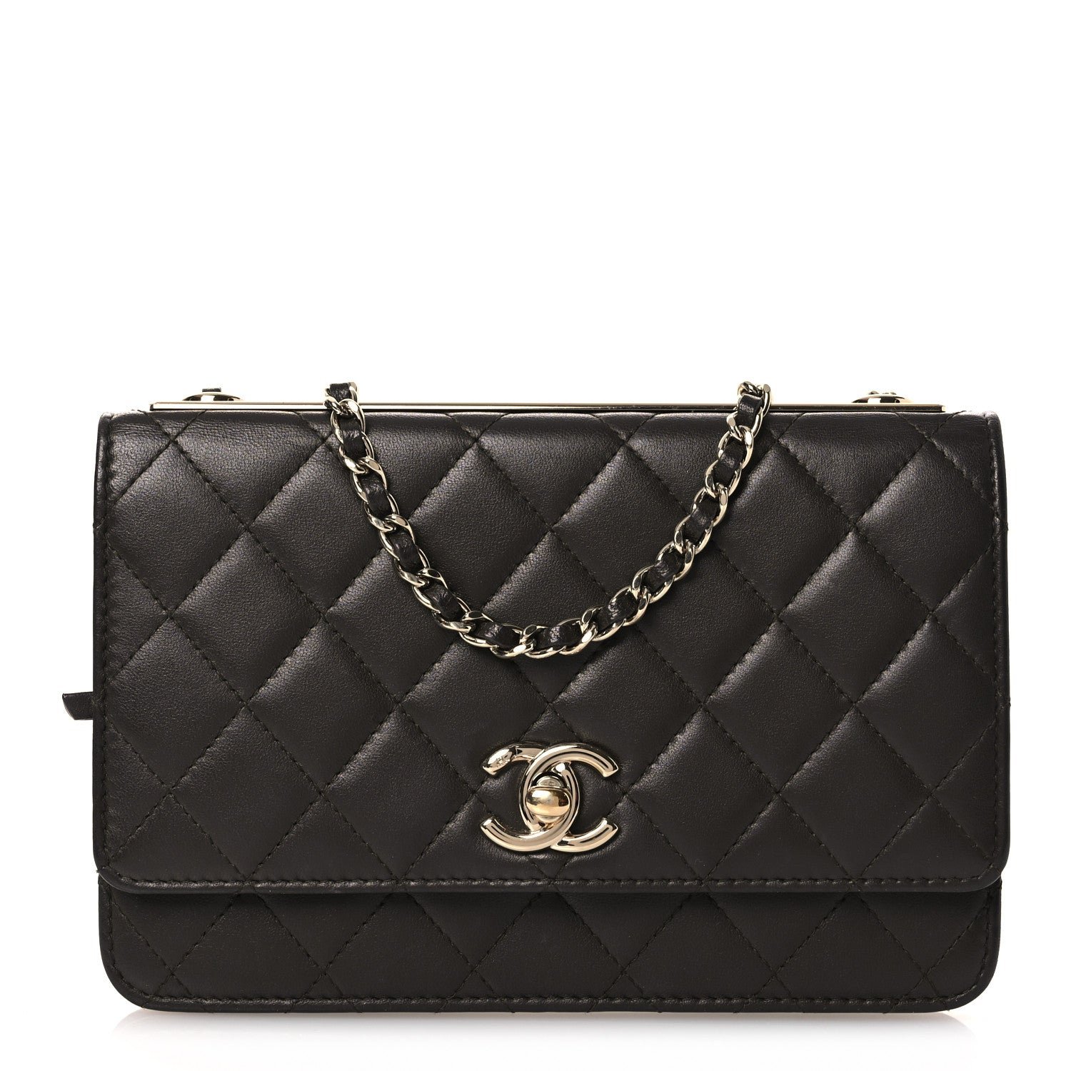 Chanel Lambskin Quilted Trendy CC Wallet On Chain WOC Dark Brown
