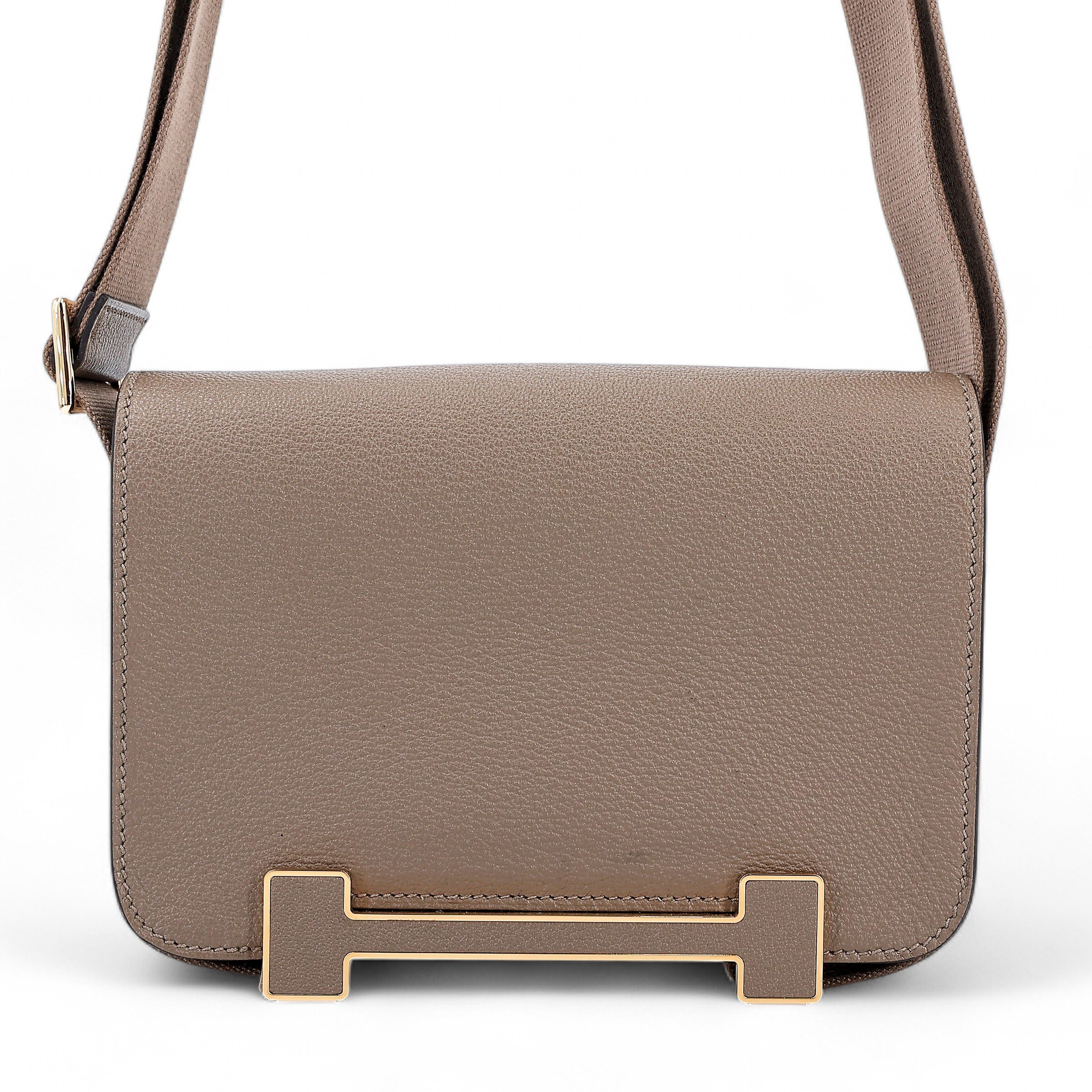 Unused ( Rank NS ) HERMÈS Geta Etoupe (18) Chevre Gold hardware U (2022)