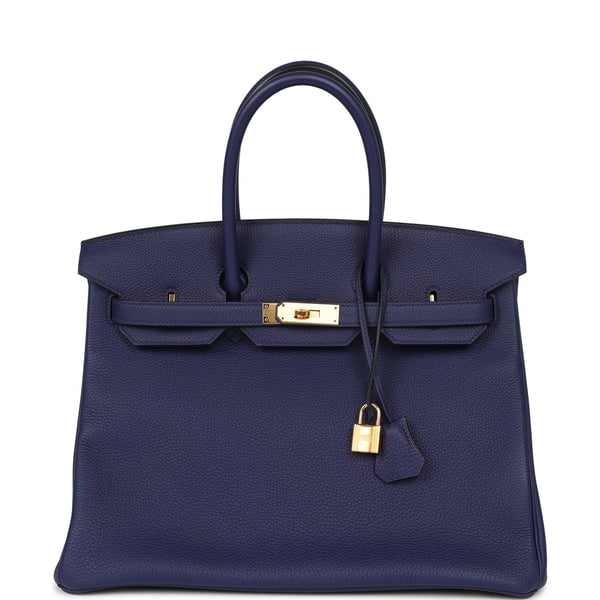 Hermes Birkin 35 Bleu Encre Togo Gold Hardware