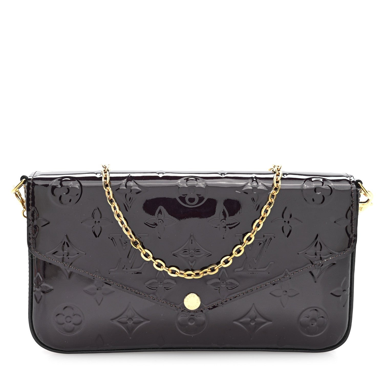 Louis Vuitton Vernis Pochette Felicie Chain Wallet Amarante