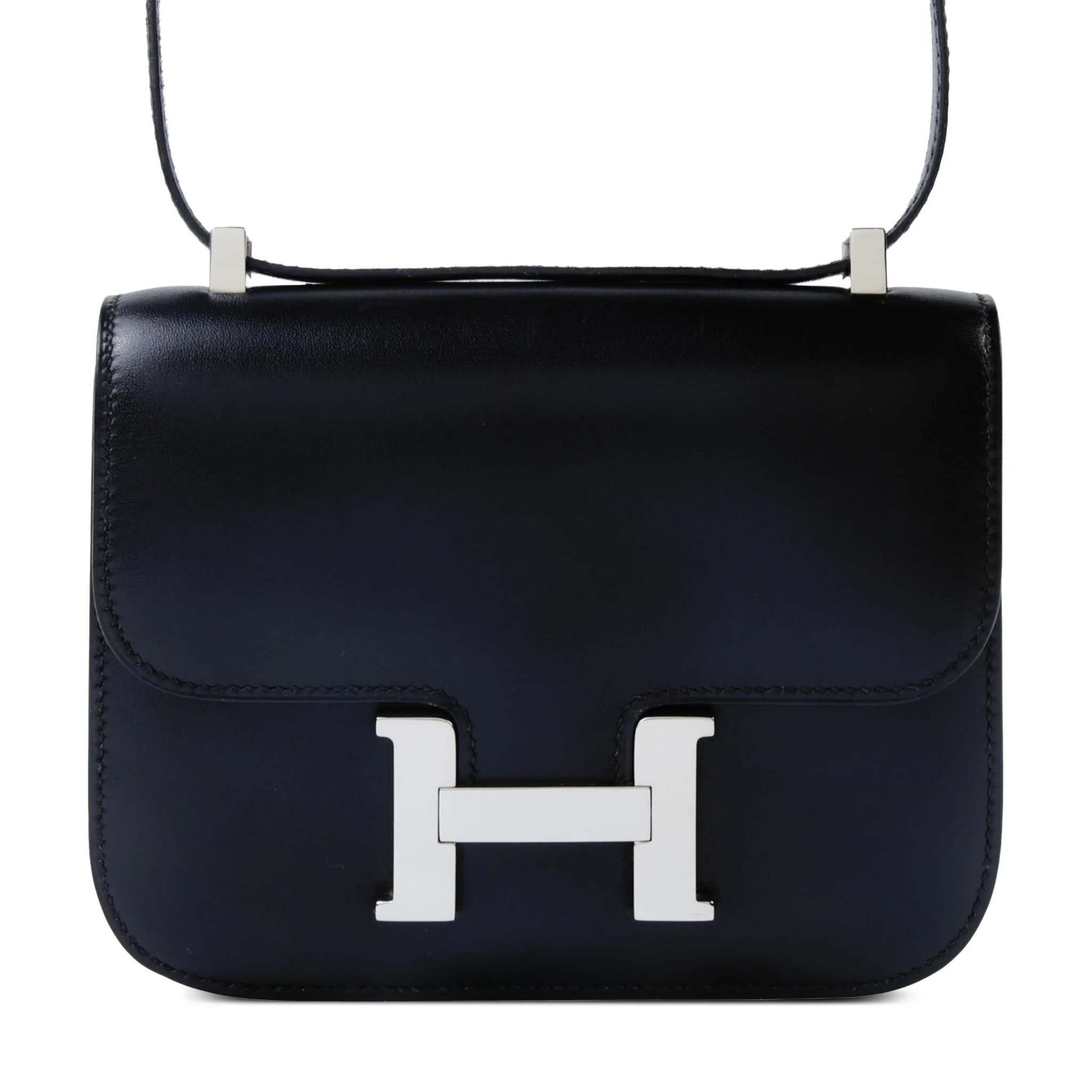 Very Good ( Rank A) HERMÈS Micro Constance Noir (89) Box-calf Palladium hardware Circle Z (1996)