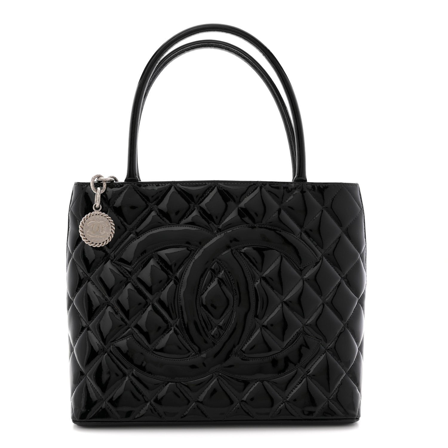 Chanel Patent Medallion Tote Black