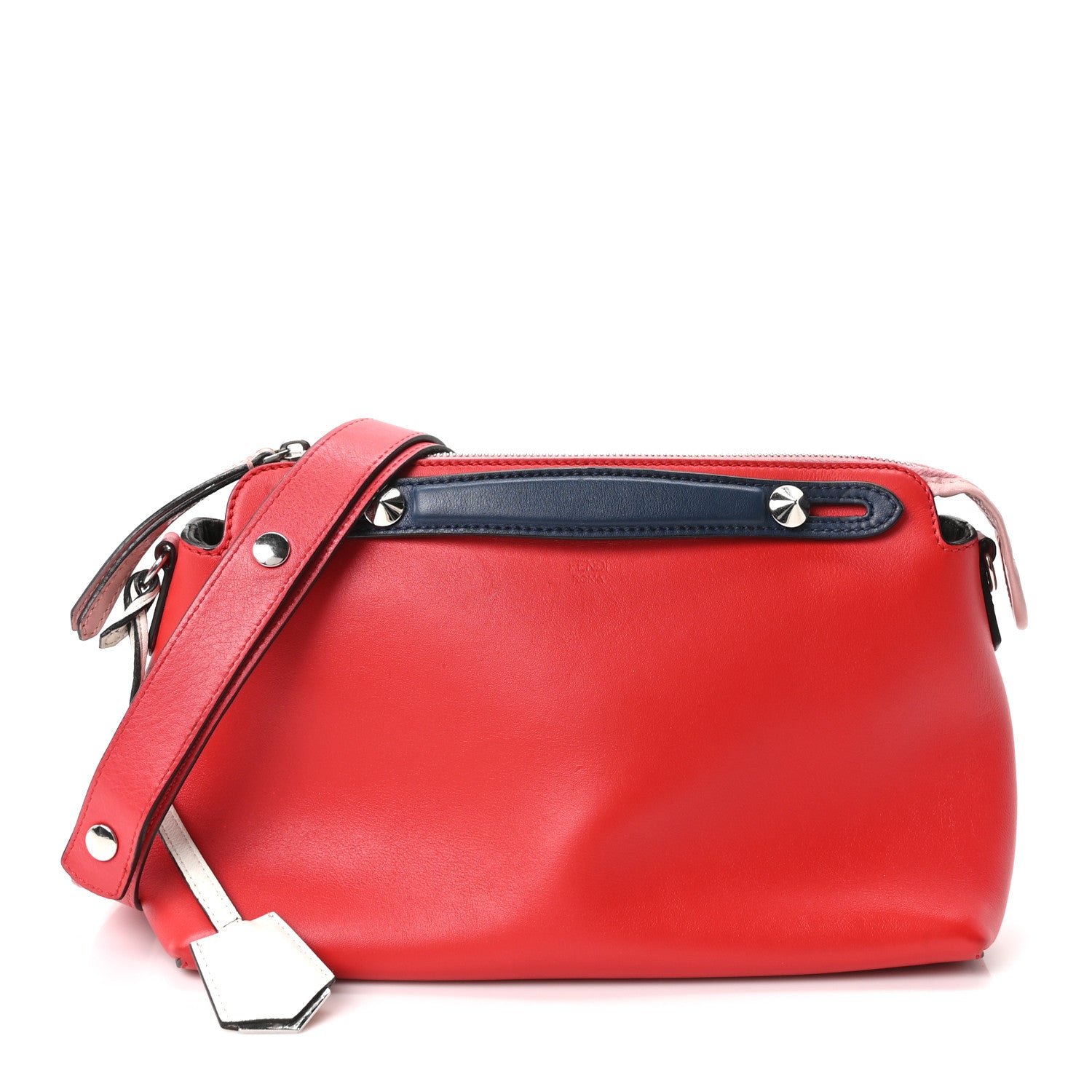Fendi Vitello Dolce 4 Color Medium By The Way Boston Bag Caipiroska Blue Multicolor