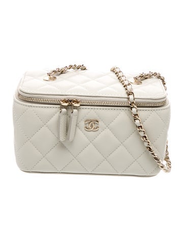 Quilted Caviar Small Vanity Case w/ Chain