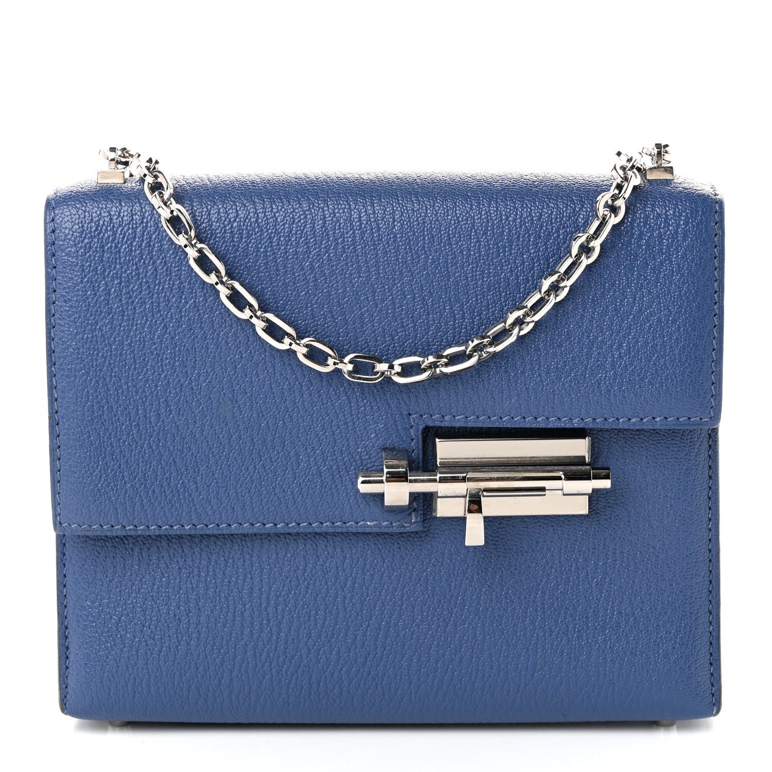 Hermes Chevre Mysore Mini Verrou Chaine Bag Bleu Agate