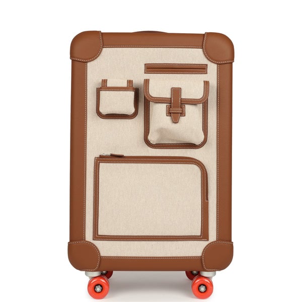 Hermes Hermes R.M.S. Cabine Cargo Suitcase Ecru & Beige Toile H and Fauve Regate Palladium Hardware