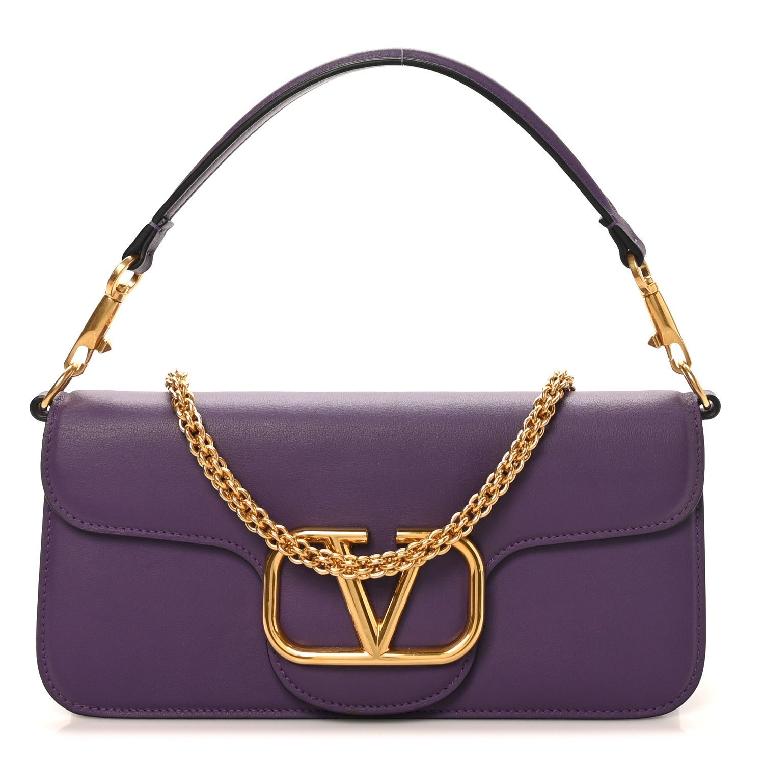 Valentino Garavani Calfskin Vlogo Loco Shoulder Bag Glicine