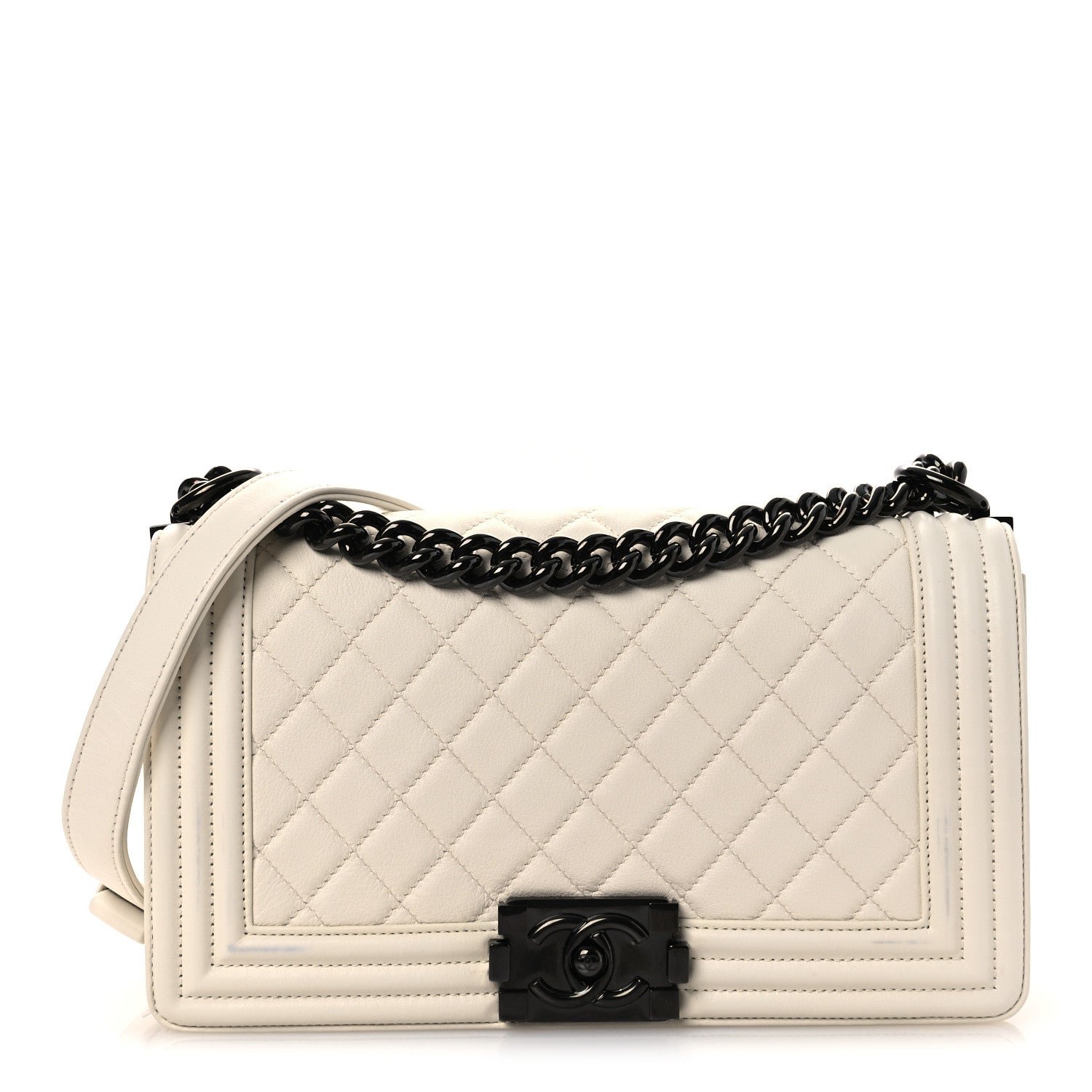 Chanel Chanel Calfskin Quilted Medium Boy Flap White