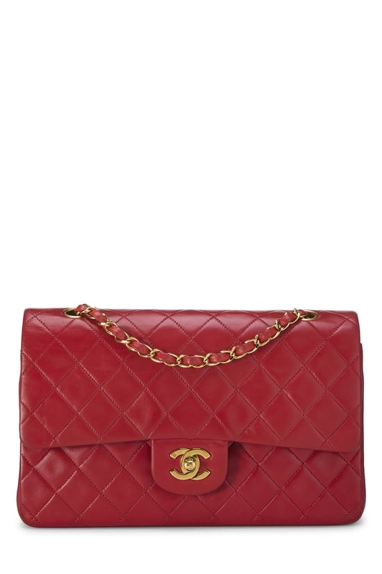 Red Quilted Lambskin Classic Double Flap Medium
