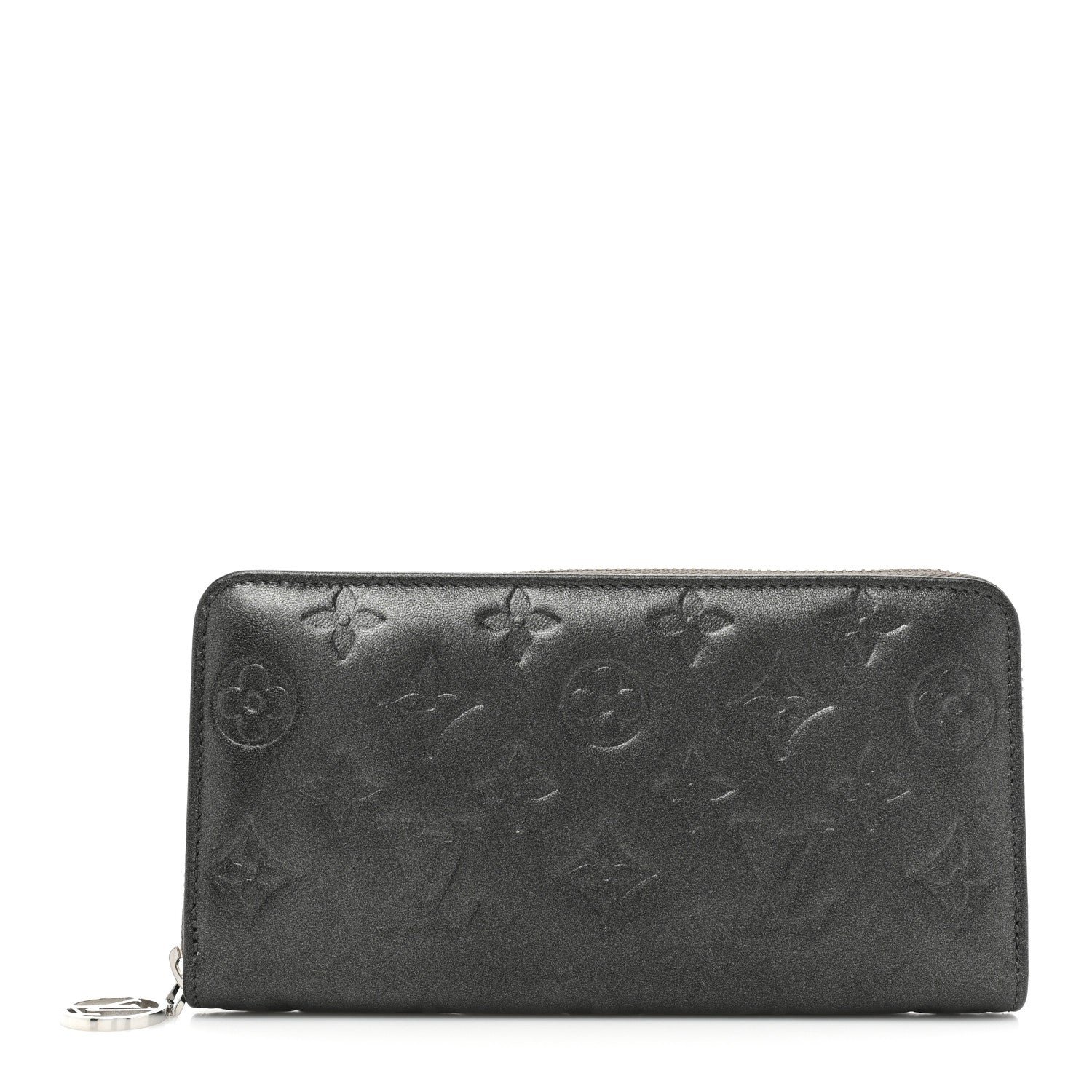 Louis Vuitton Lambskin Embossed Monogram Coussin Zippy Wallet Anthracite